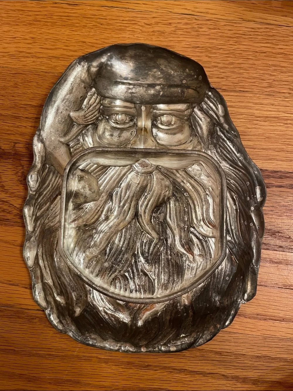 Vintage Santa Beard Silver Plated Candy Dish